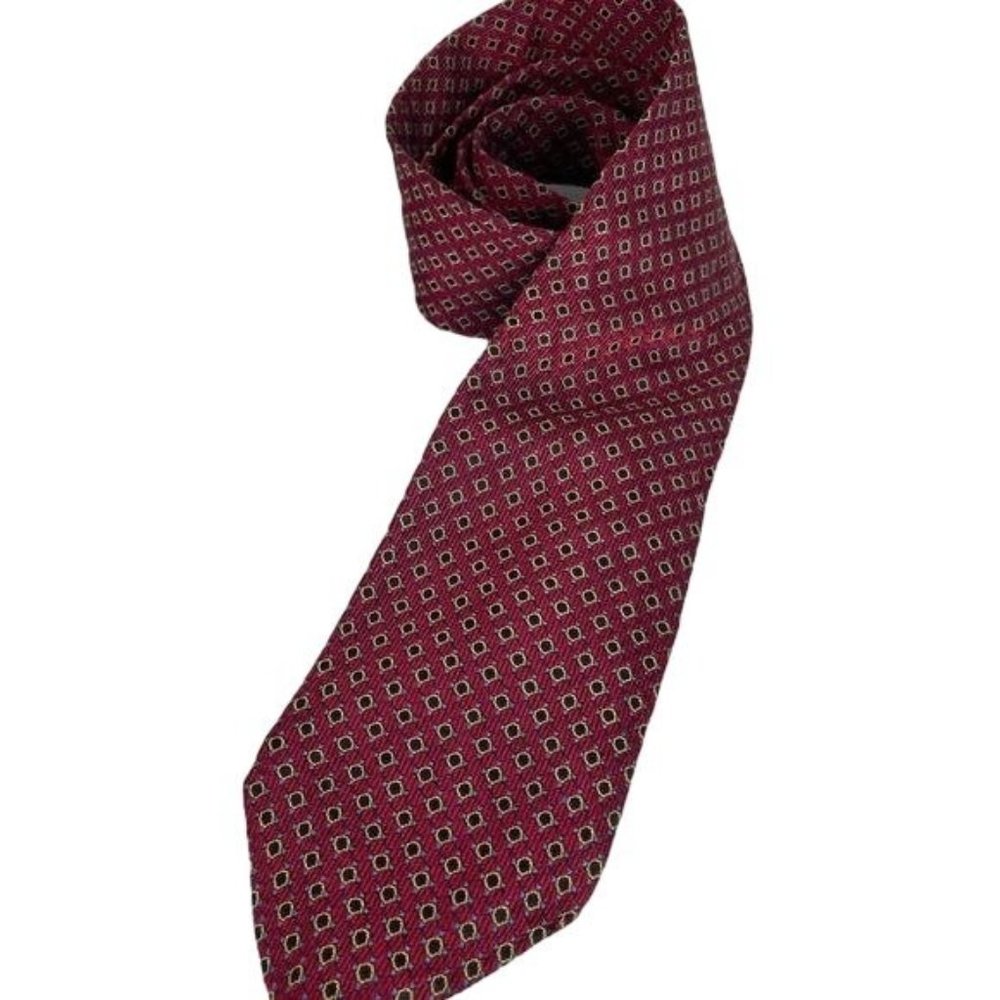 Sartori Made in Italy 100% Silk Tie, Red, Gold, Black, Blue